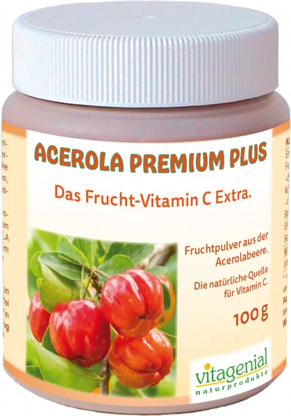 Acerola Premium Plus mit über 25% natürlichem Vitamin C, 100 g Acerola Premium Plus mit über 25% natürlichem Vitamin C, 100 g